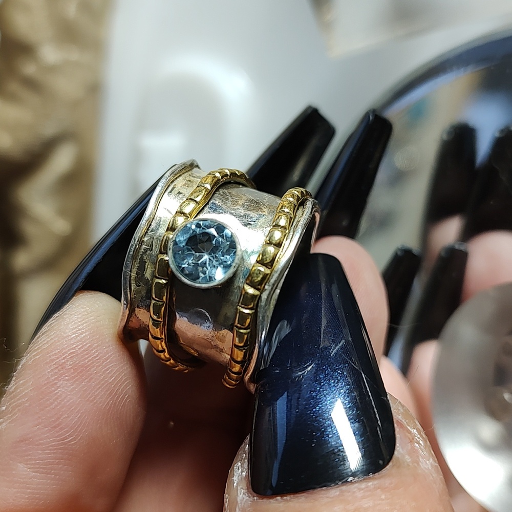 AQUA MARINE SPINNER RING